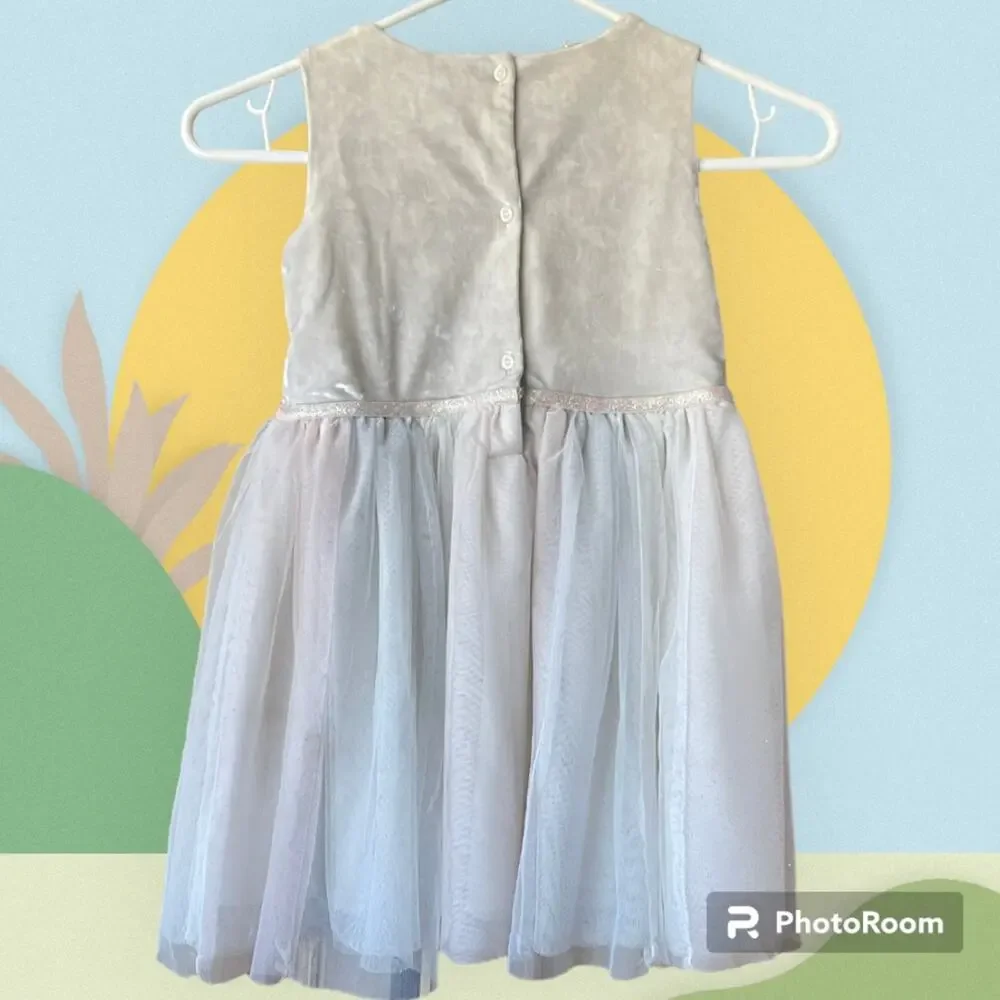 The Children’s Place Ivory Velvet & Tulle Dress Size 5T